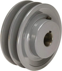 TB Wood's - 1-1/8" Bore, 1-3/16 Long, 4-1/4" Outside Diam, Finished Bore Two Groove V Belt Sheave - 1-3/4" Wide, 3.9 Belt Pitch B, 3-1/2" Pitch Diam of 4L Belt - Eagle Tool & Supply
