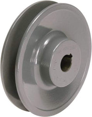 TB Wood's - 7/8" Bore, 1-3/16 Long, 3.95" Outside Diam, Finished Bore Single Groove V Belt Sheave - 7/8" Wide, 3.6 Belt Pitch B, 3.2" Pitch Diam of 4L Belt - Eagle Tool & Supply