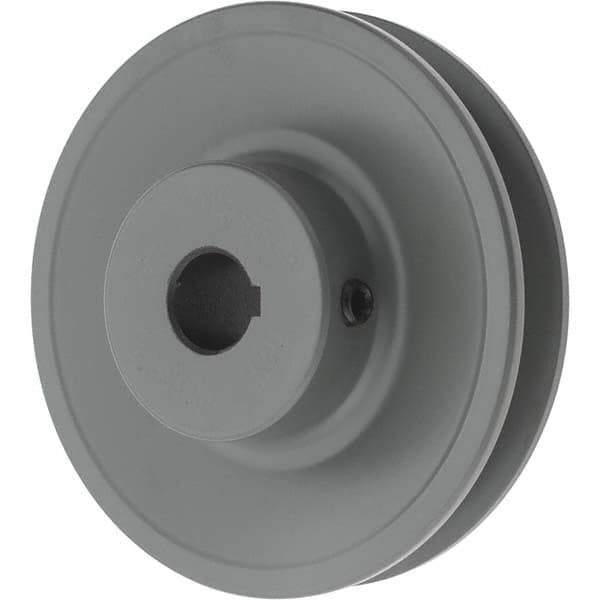 TB Wood's - 5/8" Bore, 1-5/32 Long, 3.95" Outside Diam, Finished Bore Single Groove V Belt Sheave - 3/4" Wide, 3.36" Pitch Diam of 3L Belt, 3.7" Pitch Diam of 4L Belt - Eagle Tool & Supply
