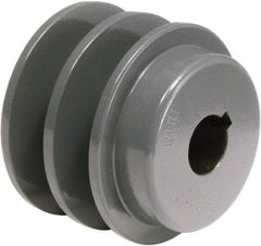 TB Wood's - 7/8" Bore, 1-3/32 Long, 3.35" Outside Diam, Finished Bore Two Groove V Belt Sheave - 1-3/4" Wide, 3 Belt Pitch B, 2.6" Pitch Diam of 4L Belt - Eagle Tool & Supply