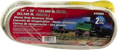 Erickson Manufacturing - 30' Long x 10" Wide, 125,000 Lb Basket Capacity, Polyester Blend Web Sling - White - Eagle Tool & Supply