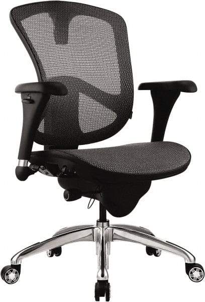 Bevco - 18 to 21-1/2" High Adjustable Chair - 20-1/2" Wide x 19-3/4" Deep, Mesh Seat, Black - Eagle Tool & Supply