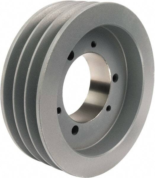 TB Wood's - 3 Groove, 1/2 to 1-15/16 Bore Diam, 5.6" Outside Diam, QD Bushed V Belt Sheave - 5.60 3V Diam Belt Pitch - Eagle Tool & Supply