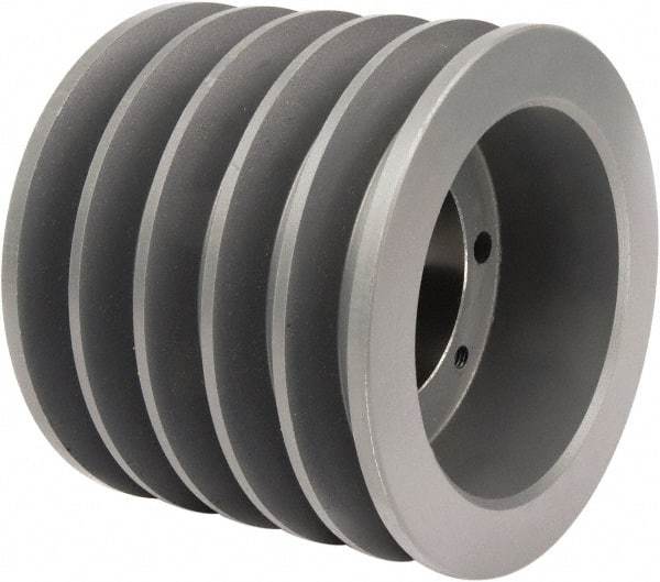 TB Wood's - 5 Groove, 1/2 to 1-15/16 Bore Diam, 5" Outside Diam, QD Bushed V Belt Sheave - 5.00 3V Diam Belt Pitch - Eagle Tool & Supply