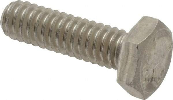 Made in USA - 1/4-20 UNC, 7/8" Length Under Head Hex Head Cap Screw - Grade 18-8 Stainless Steel, Uncoated, 7/16" Hex - Eagle Tool & Supply