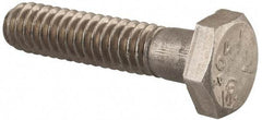 Made in USA - 1/4-20 UNC, 1-1/8" Length Under Head Hex Head Cap Screw - Grade 18-8 Stainless Steel, Uncoated, 7/16" Hex - Eagle Tool & Supply