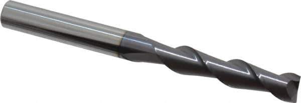 Accupro - 3/8", 1-3/4" LOC, 3/8" Shank Diam, 4" OAL, 2 Flute, Solid Carbide Square End Mill - Single End, AlTiN Finish, Spiral Flute, 40° Helix, Centercutting, Right Hand Cut, Right Hand Flute - Eagle Tool & Supply
