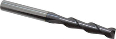 Accupro - 3/8", 1-3/4" LOC, 3/8" Shank Diam, 4" OAL, 2 Flute, Solid Carbide Square End Mill - Single End, AlTiN Finish, Spiral Flute, 40° Helix, Centercutting, Right Hand Cut, Right Hand Flute - Eagle Tool & Supply