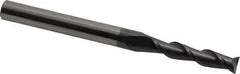 Accupro - 7/32", 1" LOC, 1/4" Shank Diam, 3" OAL, 2 Flute, Solid Carbide Square End Mill - Single End, AlTiN Finish, Spiral Flute, 40° Helix, Centercutting, Right Hand Cut, Right Hand Flute - Eagle Tool & Supply