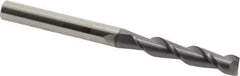 Accupro - 1/4", 1-1/4" LOC, 1/4" Shank Diam, 3" OAL, 2 Flute, Solid Carbide Square End Mill - Single End, AlTiN Finish, Spiral Flute, 40° Helix, Centercutting, Right Hand Cut, Right Hand Flute - Eagle Tool & Supply
