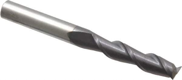 Accupro - 5/16", 1-3/8" LOC, 5/16" Shank Diam, 3" OAL, 2 Flute, Solid Carbide Square End Mill - Single End, AlTiN Finish, Spiral Flute, 40° Helix, Centercutting, Right Hand Cut, Right Hand Flute - Eagle Tool & Supply