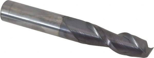 Accupro - 1/2", 1-1/2" LOC, 1/2" Shank Diam, 3-1/2" OAL, 2 Flute, Solid Carbide Square End Mill - Single End, AlTiN Finish, Spiral Flute, 40° Helix, Centercutting, Right Hand Cut, Right Hand Flute - Eagle Tool & Supply