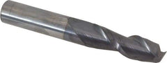 Accupro - 1/2", 1-1/2" LOC, 1/2" Shank Diam, 3-1/2" OAL, 2 Flute, Solid Carbide Square End Mill - Single End, AlTiN Finish, Spiral Flute, 40° Helix, Centercutting, Right Hand Cut, Right Hand Flute - Eagle Tool & Supply