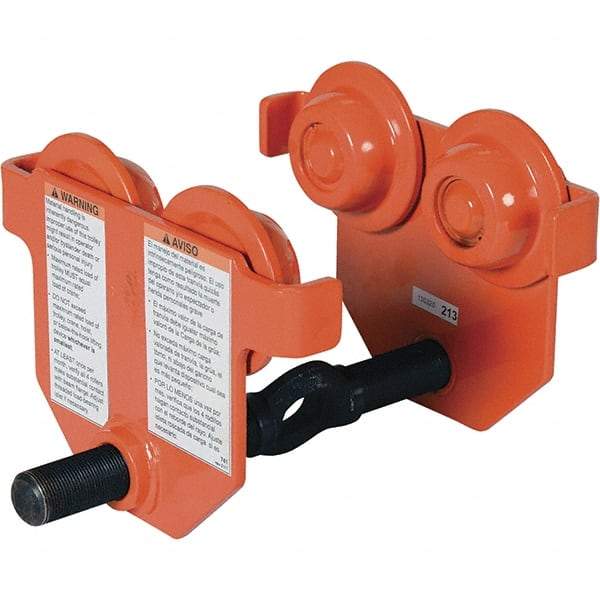 Vestil - 0.5 Ton Capacity Low Profile Manual Trolley - 2" to 8-5/8" Flange Width - Eagle Tool & Supply