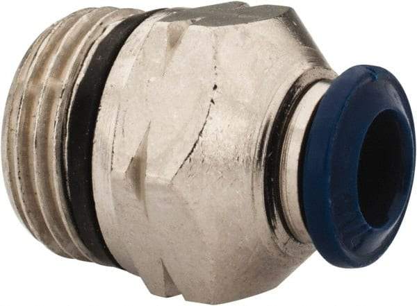 Alpha Technologies - 1/4" Outside Diam, 3/8 Universal Thread, Nickel Plated Brass Push-to-Connect Male Connector - 250 Max psi, Tube to Universal Thread Connection, Buna O-Ring - Eagle Tool & Supply