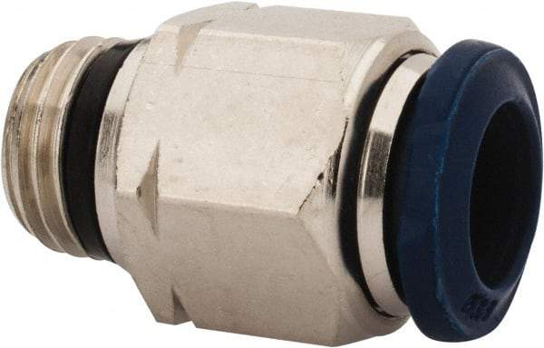 Alpha Technologies - 3/8" Outside Diam, 1/4 Universal Thread, Nickel Plated Brass Push-to-Connect Male Connector - 250 Max psi, Tube to Universal Thread Connection, Buna O-Ring - Eagle Tool & Supply