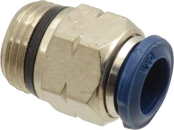 Alpha Technologies - 3/8" Outside Diam, 3/8 Universal Thread, Nickel Plated Brass Push-to-Connect Male Connector - 250 Max psi, Tube to Universal Thread Connection, Buna O-Ring - Eagle Tool & Supply