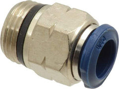 Alpha Technologies - 3/8" Outside Diam, 3/8 Universal Thread, Nickel Plated Brass Push-to-Connect Male Connector - 250 Max psi, Tube to Universal Thread Connection, Buna O-Ring - Eagle Tool & Supply