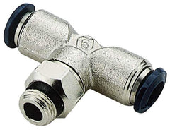 Alpha Technologies - 3/8" Outside Diam, 3/8 Universal Thread, Nickel Plated Brass Push-to-Connect Male Swivel Branch Tee - 250 Max psi, Tube to Universal Thread Connection, Buna O-Ring - Eagle Tool & Supply
