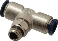 Alpha Technologies - 3/8" Outside Diam, 1/4 Universal Thread, Nickel Plated Brass Push-to-Connect Male Swivel Branch Tee - 250 Max psi, Tube to Universal Thread Connection, Buna O-Ring - Eagle Tool & Supply