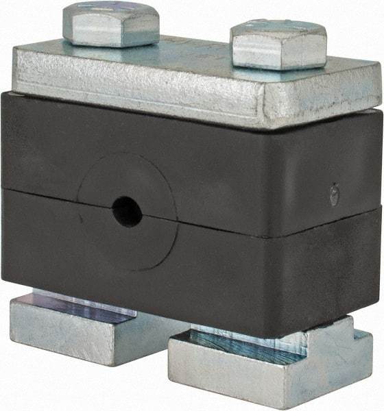 HYDAC - 2.87" Wide x 1.89" High x 1.18" Deep, Polypropylene Heavy Duty C-Rail Mount Vibration-Control Clamp - Carbon Steel Plate, Mount with C-Rail Nuts, Top plates, Clamp Pairs, and Bolts - Eagle Tool & Supply