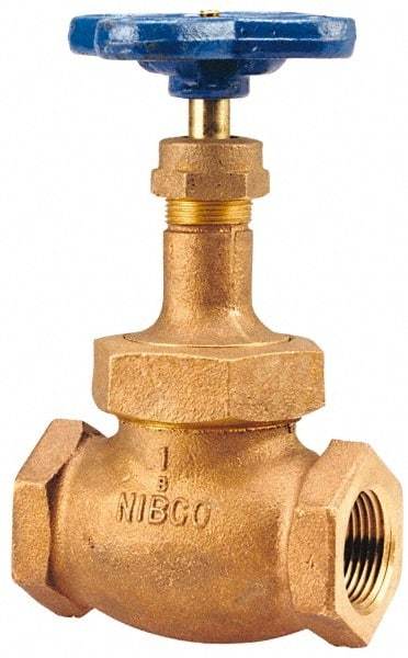 NIBCO - 1" Pipe, Threaded Ends, Bronze Integral Oxygen Service Globe Valve - PTFE Disc, Union Bonnet, 300 psi WOG, 150 psi WSP, Class 150 - Eagle Tool & Supply