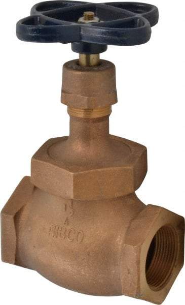 NIBCO - 1-1/2" Pipe, Threaded Ends, Bronze Integral Globe Valve - PTFE Disc, Screw-In Bonnet, 200 psi WOG, 125 psi WSP, Class 125 - Eagle Tool & Supply