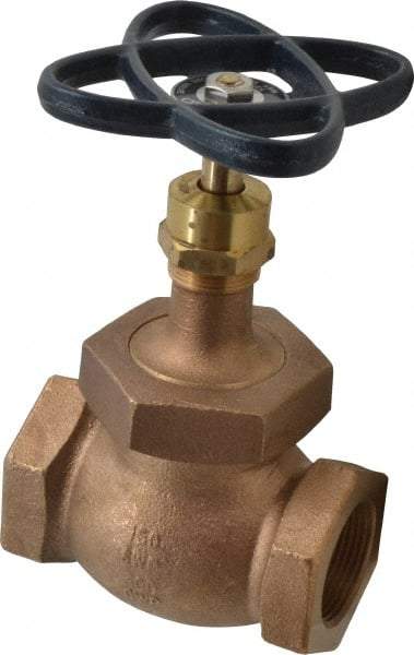 NIBCO - 1-1/4" Pipe, Threaded Ends, Bronze Integral Globe Valve - PTFE Disc, Screw-In Bonnet, 200 psi WOG, 125 psi WSP, Class 125 - Eagle Tool & Supply