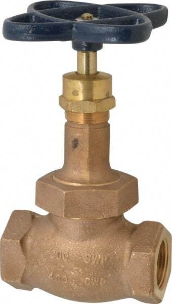 NIBCO - 1" Pipe, Threaded Ends, Bronze Renewable Full Plug Disc Globe Valve - Alloy Threads Disc, Union Bonnet, 400 psi WOG, 200 psi WSP, Class 200 - Eagle Tool & Supply