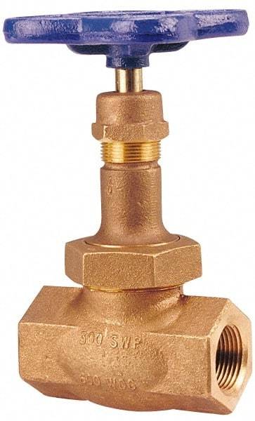 NIBCO - 1/8" Pipe, Threaded Ends, Bronze Integral Globe Valve - Bronze Disc, Union Bonnet, 600 psi WOG, 300 psi WSP, Class 300 - Eagle Tool & Supply