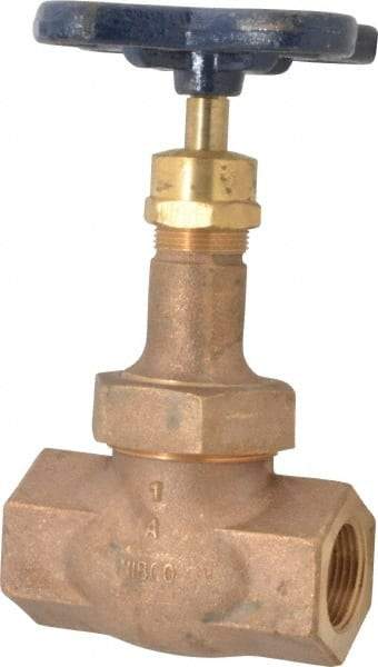 NIBCO - 1" Pipe, Threaded Ends, Bronze Integral Globe Valve - Bronze Disc, Union Bonnet, 600 psi WOG, 300 psi WSP, Class 300 - Eagle Tool & Supply