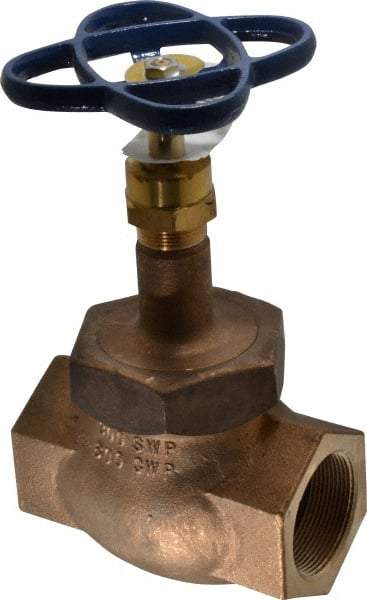 NIBCO - 2" Pipe, Threaded Ends, Bronze Integral Globe Valve - Bronze Disc, Union Bonnet, 600 psi WOG, 300 psi WSP, Class 300 - Eagle Tool & Supply