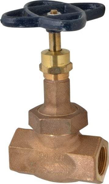 NIBCO - 1" Pipe, Threaded Ends, Bronze Integral Globe Valve - PTFE Disc, Union Bonnet, 600 psi WOG, 300 psi WSP, Class 300 - Eagle Tool & Supply