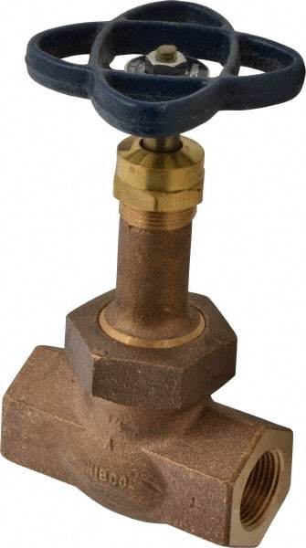 NIBCO - 3/4" Pipe, Threaded Ends, Bronze Integral Globe Valve - PTFE Disc, Union Bonnet, 600 psi WOG, 300 psi WSP, Class 300 - Eagle Tool & Supply