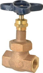 NIBCO - 1/2" Pipe, Threaded Ends, Bronze Renewable Full Plug Disc Globe Valve - Alloy Threads Disc, Union Bonnet, 600 psi WOG, 300 psi WSP, Class 300 - Eagle Tool & Supply