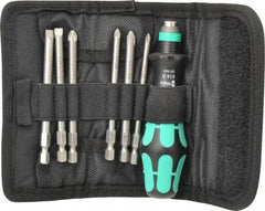 Wera - 7 Piece, 1/4" Drive Screwdriver Power Bit Set - #1 & #2 Phillips, #1 & #2 Pozidriv, 1.0x5.5 & 1.2x6.5mm Slotted - Eagle Tool & Supply