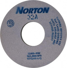 Norton - 14" Diam x 5" Hole x 1" Thick, I Hardness, 60 Grit Surface Grinding Wheel - Aluminum Oxide, Type 1, Medium Grade, 1,800 Max RPM, Vitrified Bond - Eagle Tool & Supply