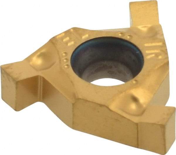 Carmex - 0.08916IR/EL Grade BXC, 0.089" Cutting Width Carbide Grooving Insert - 0.089" Max Depth of Cut, Internal Right/External Left, 0.004" Corner Radius, TiN Finish - Eagle Tool & Supply