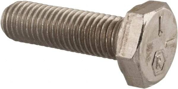 Made in USA - 1/4-28 UNF, 7/8" Length Under Head Hex Head Cap Screw - Grade 18-8 Stainless Steel, Uncoated, 7/16" Hex - Eagle Tool & Supply