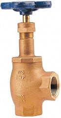 NIBCO - 1-1/2" Pipe, Class 125, Threaded Bronze Renewable Angle Gate Valve - 200 WOG, 125 WSP, Screw-In Bonnet - Eagle Tool & Supply