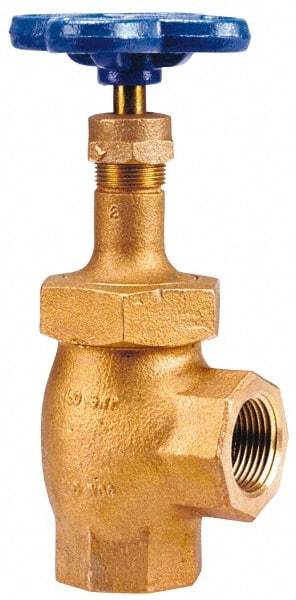 NIBCO - 1" Pipe, Class 150, Threaded Bronze Renewable Angle Gate Valve - 300 WOG, 150 WSP, Union Bonnet - Eagle Tool & Supply