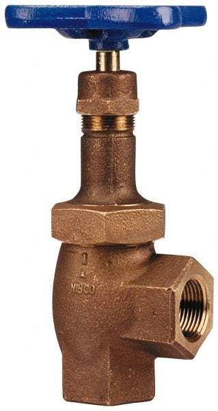 NIBCO - 1-1/4" Pipe, Class 300, Threaded Bronze Renewable Angle Gate Valve - 600 WOG, 300 WSP, Union Bonnet - Eagle Tool & Supply
