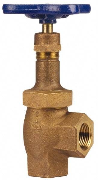 NIBCO - 3/4" Pipe, Class 300, Threaded Bronze Replaceable Angle Gate Valve - 600 WOG, 300 WSP, Union Bonnet - Eagle Tool & Supply