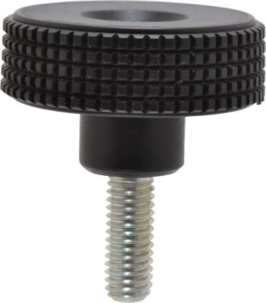 Elesa - 1.96" Head, Knurled Knob - Threaded Stem, Plastic - Eagle Tool & Supply