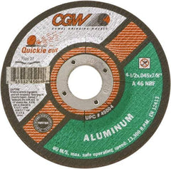Camel Grinding Wheels - 46 Grit, 4-1/2" Wheel Diam, Type 27 Depressed Center Wheel - Medium Grade, Aluminum Oxide, Resinoid Bond, N Hardness, 13,300 Max RPM - Eagle Tool & Supply