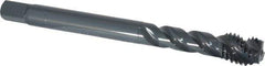 OSG - M12x1.75 Metric Coarse 3 Flute 6H Modified Bottoming Spiral Flute Tap - Vanadium High Speed Steel, Oxide Finish, 110mm OAL, Right Hand Flute, Right Hand Thread - Eagle Tool & Supply