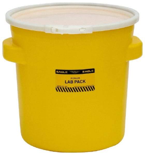 Eagle - 20 Gallon Capacity, Plastic Lever Lock, Yellow Lab Pack - 5 Gallon Container, Polyethylene, 88 Lb. Capacity, UN 1H2/X40/S Listing - Eagle Tool & Supply