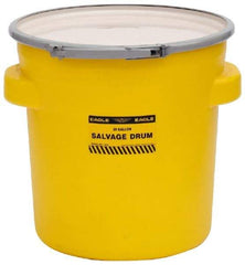 Eagle - 20 Gallon Capacity, Metal Lever Lock, Yellow Salvage Drum - 5 Gallon Container, 165 Lb. Capacity, Polyethylene, UN 1H2/X75/S Listing - Eagle Tool & Supply