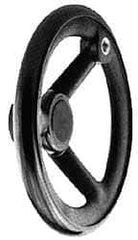 Jergens - 8 Inch, 3 Spoke Offset Handwheel - 1-17/32 Inch Hub, Plastic, Black Oxide Finish - Eagle Tool & Supply
