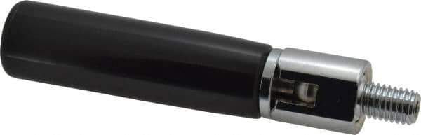 Jergens - M10x1.5 Threaded Stem, Revolving (Folding) Handwheel & Machine Handle - Nylon Cylindrical Handle, 9/16" Long Steel Stem, 3" Handle Length - Eagle Tool & Supply